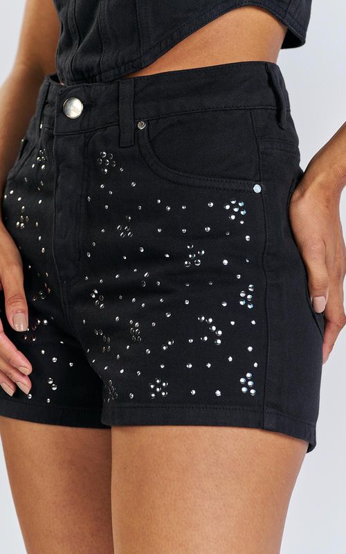 Shorts Sarja Mom Feminino - PRETO