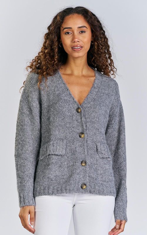 Cardigan Tricot Fem. alongado mesclado - MESCLA