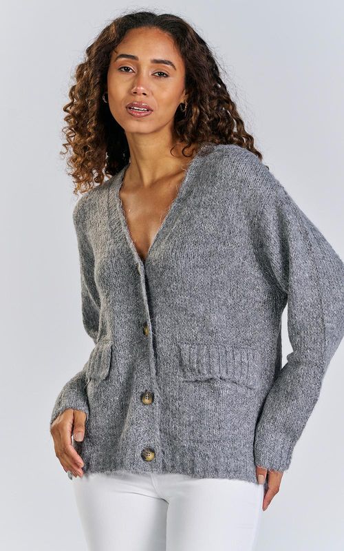 Cardigan Tricot Fem. alongado mesclado - MESCLA