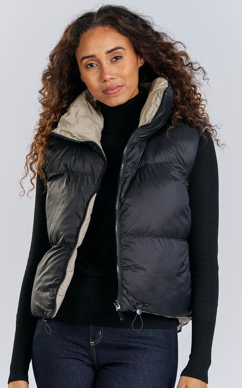 Colete Fem. puffer dupla face - PRETO