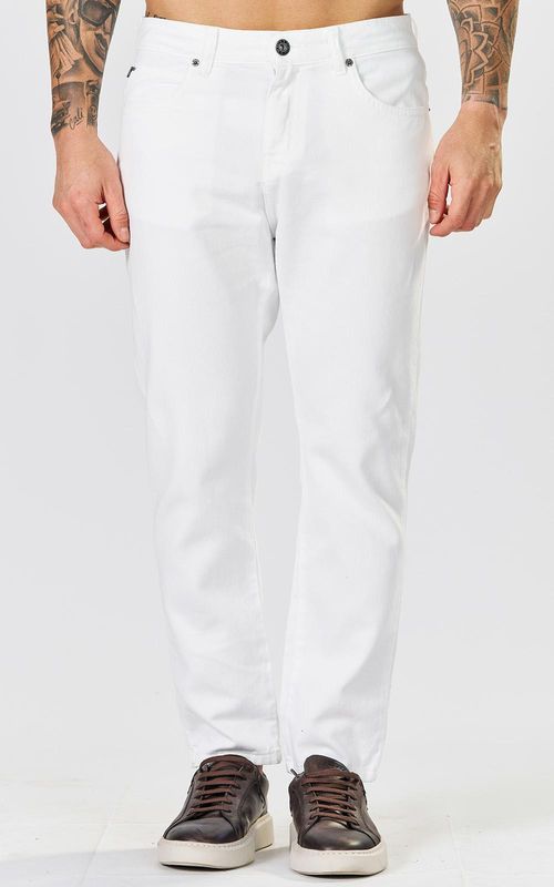 Calça sarja slim cropped masculina - BRANCO
