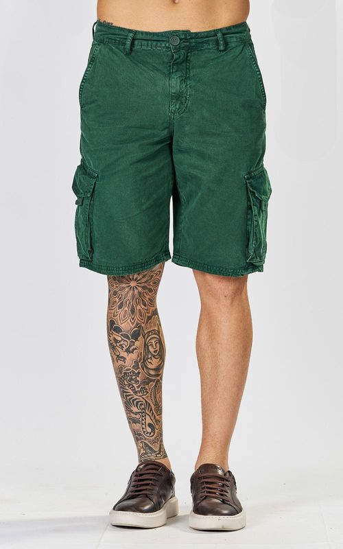 Bermuda Sarja Cargo Masculina - VRD BLACK GREEN