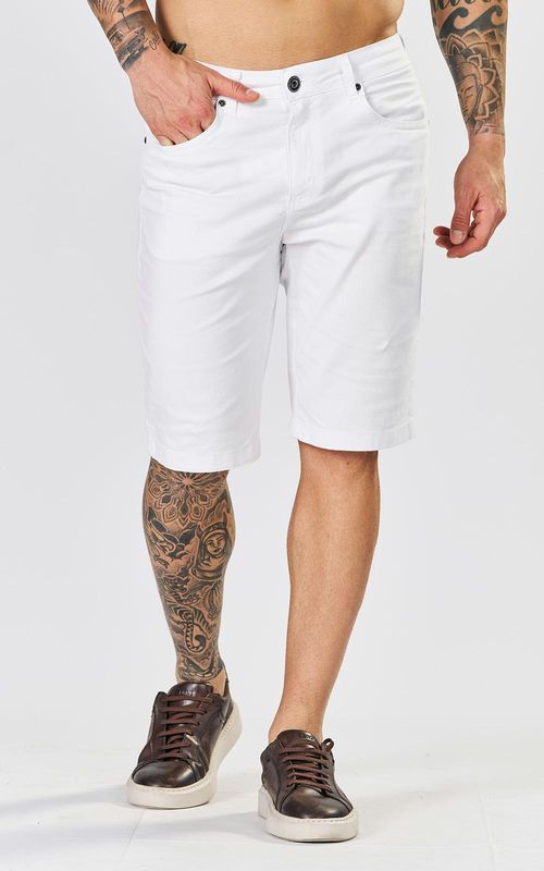 Bermuda Sarja Slim Masculina - BRANCO
