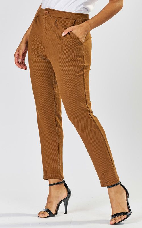 Calça  alfaiataria feminina - CARAMELO