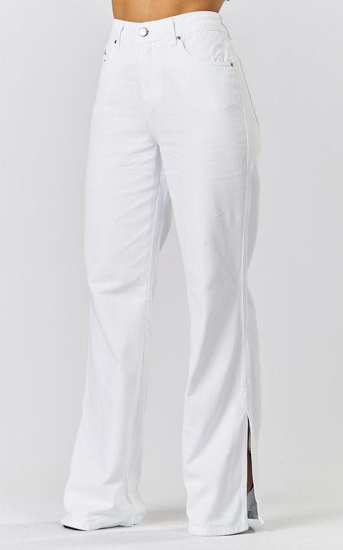 Calça Sarja Wide Leg Feminina - BRANCO