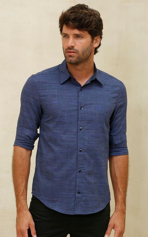 Camisa Masc. ML - XADREZ AZUL