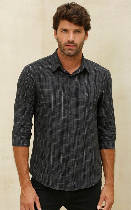 Camisa Masc. ML - XADREZ PRETO