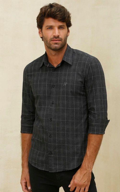 Camisa Masc. ML - XADREZ PRETO