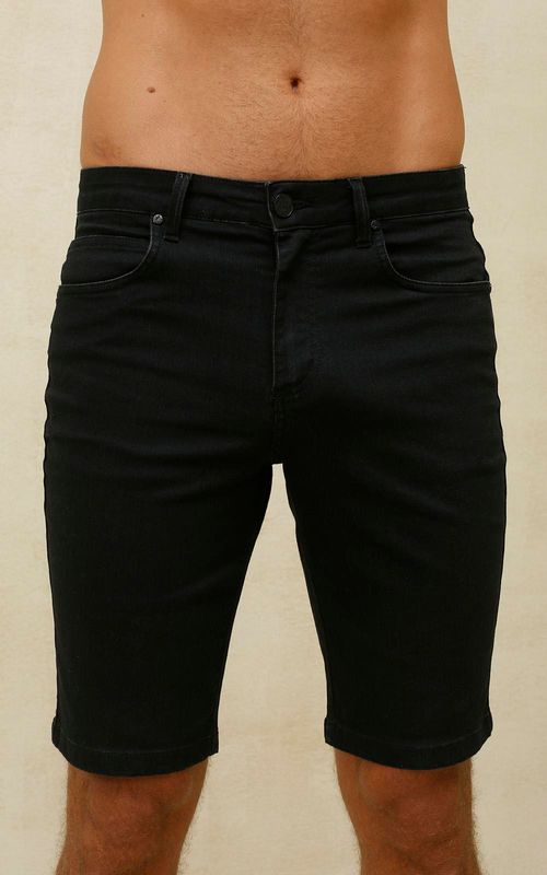 Bermuda Jeans Masculina Slim - PRETO