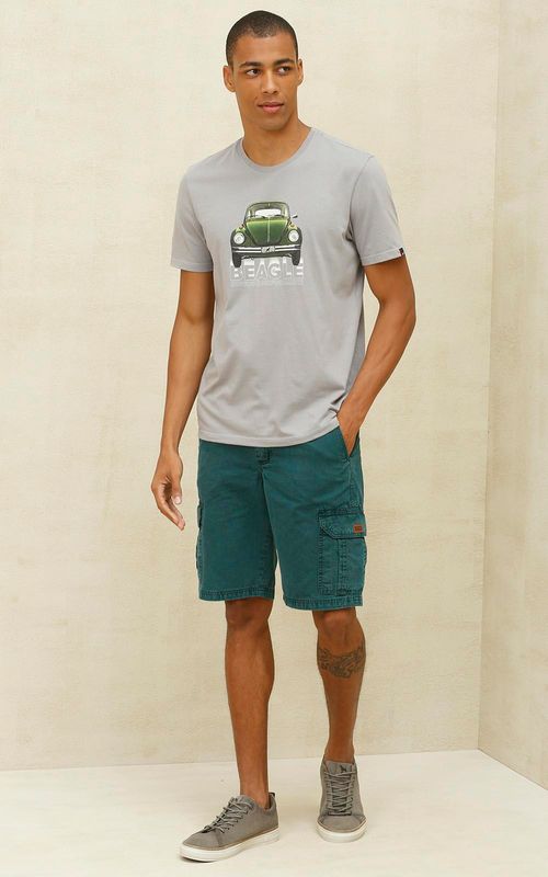 Bermuda Masculina Reta Cargo Sarja - ESMERAL