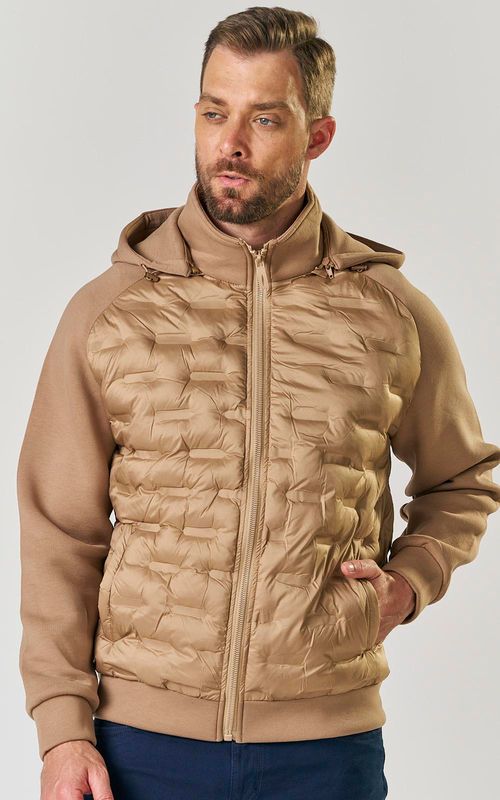 JAQUETA MASCULINA EM NYLON - TAUPE