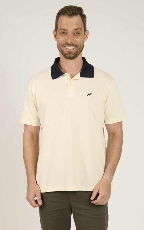 Polo Masculina Básica Retilínia Personalizada - NATURAL