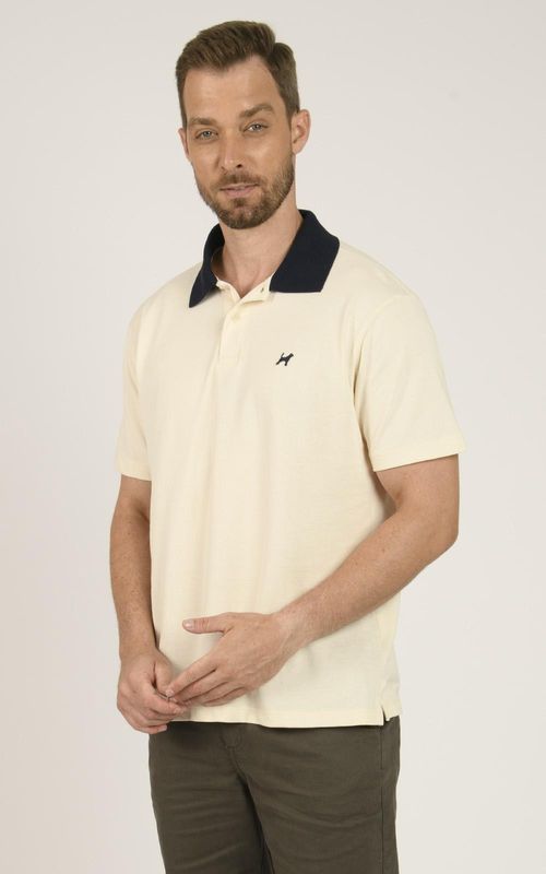 Polo Masculina Básica Retilínia Personalizada - NATURAL