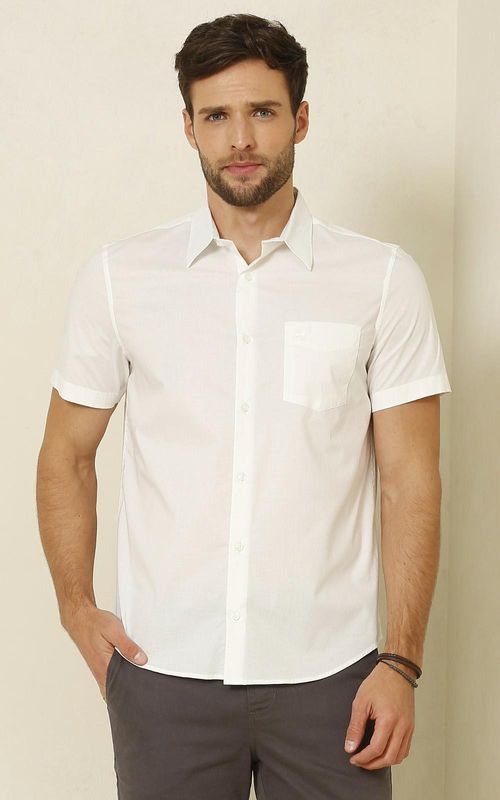 Camisa MC masculina com Bolso - BRANCO