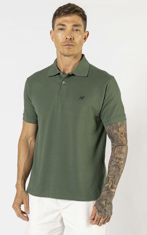 Polo Masculina Básica Logo Contrastante - NATUREZA