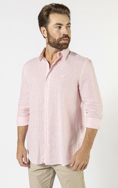 Camisa ML masculina - XADREZ ROSA