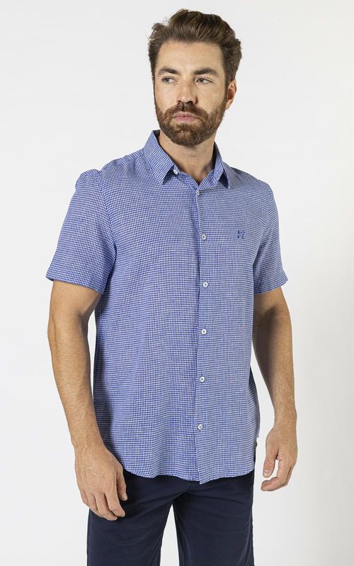 Camisa ML masculina - XADREZ AZUL PEQUENO