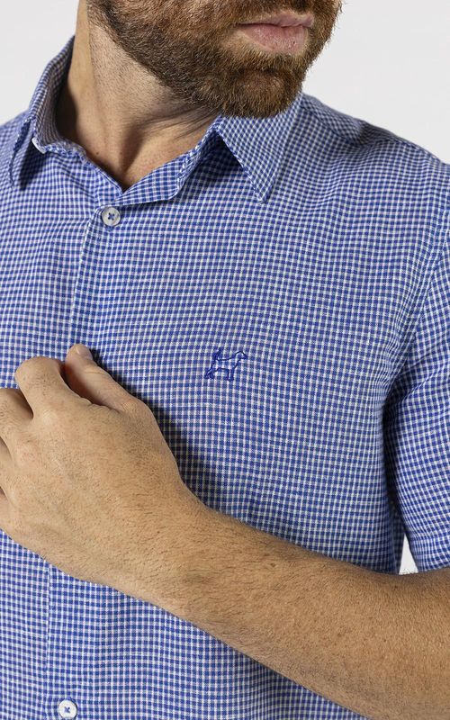 Camisa ML masculina - XADREZ AZUL PEQUENO