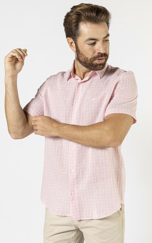 Camisa ML masculina - XADREZ ROSA
