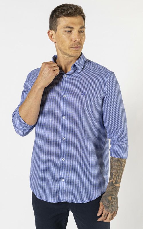 Camisa ML masculina - XADREZ AZUL PEQUENO