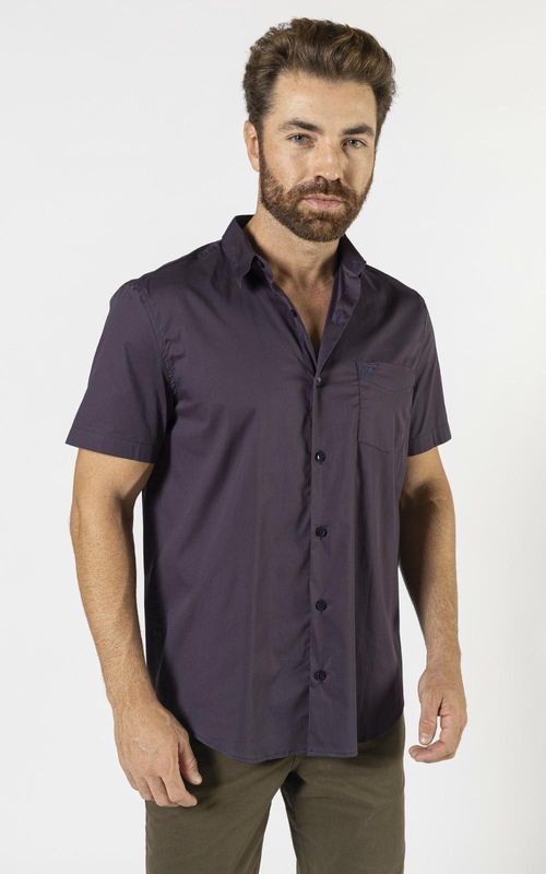 Camisa MC masculina com Bolso - MARINHO