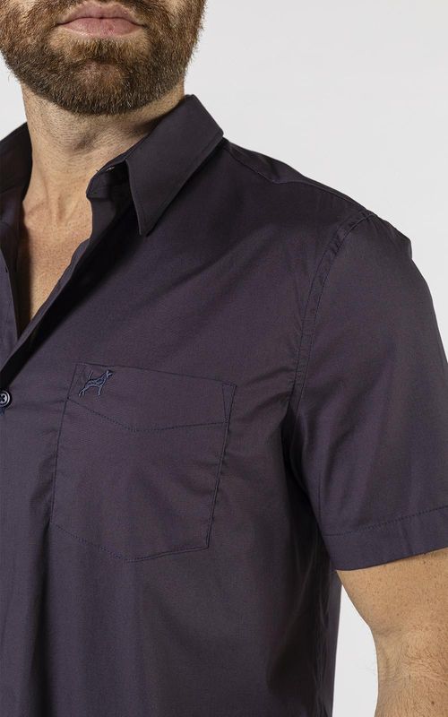 Camisa MC masculina com Bolso - MARINHO