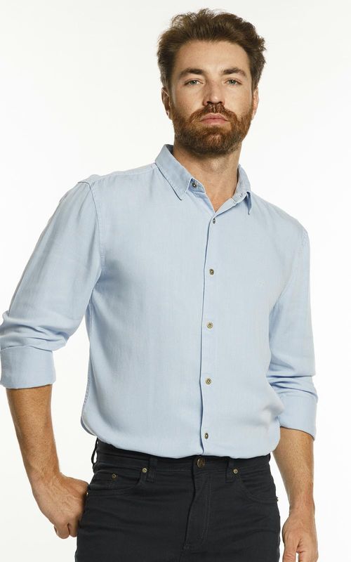 Camisa Slim Manga Longa Sarja - FLUTUAR