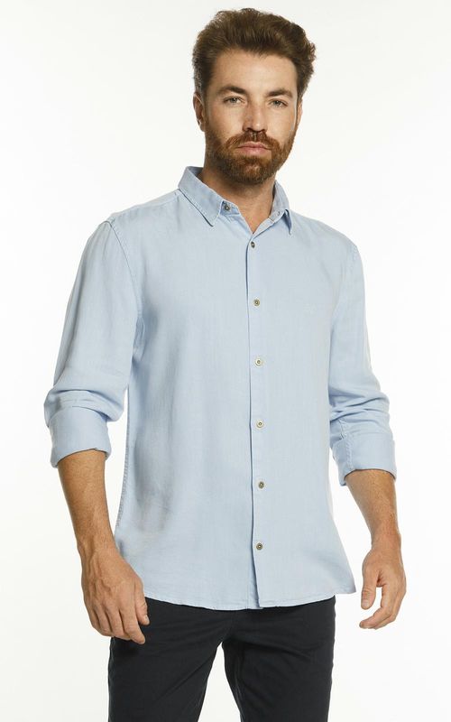 Camisa Slim Manga Longa Sarja - FLUTUAR