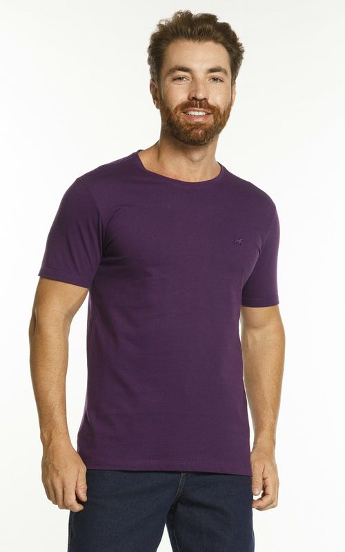 Camiseta básica manga curta masculina com logo bordado - BERINGELA