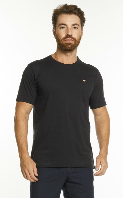 Camiseta básica manga curta masculina com bordado logo no tom da peça. - MARINHO NOITE