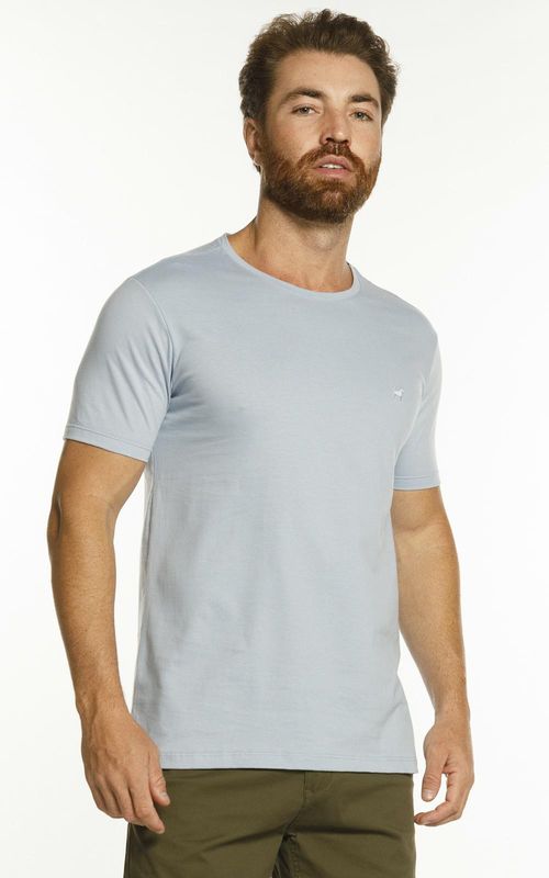 Camiseta básica manga curta masculina com bordado logo no tom da peça. - GLACIAL