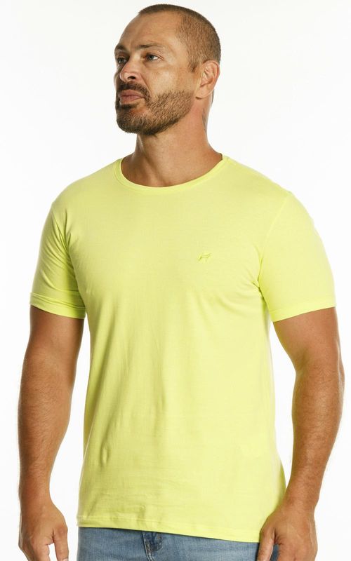 Camiseta básica manga curta masculina com bordado logo no tom da peça. - MATCHA