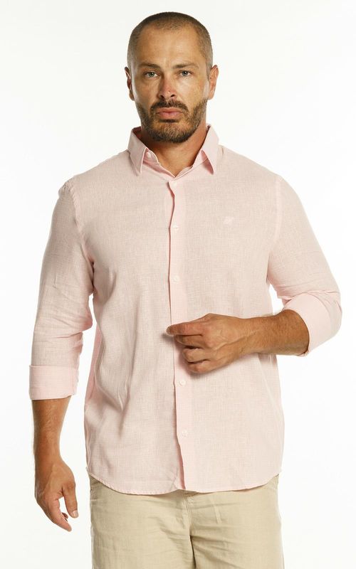 Camisa ML masculina - XADRÊZ ROSA PEQUENO