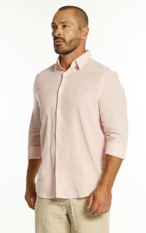 Camisa ML masculina - XADRÊZ ROSA PEQUENO