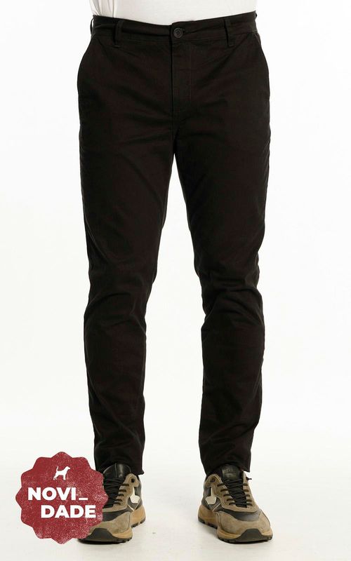 Calça Masculina Sarja Casual Slim - PRETO