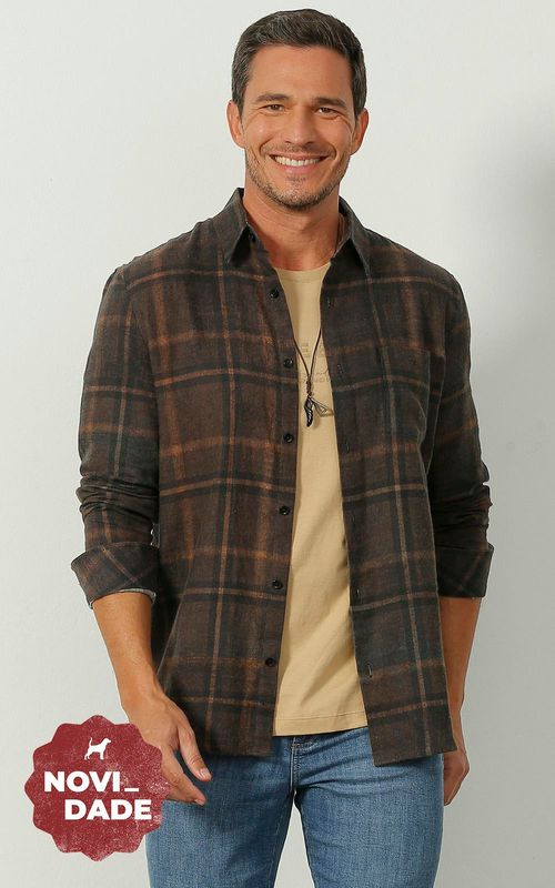 Camisa ML masculina xadrez - XADREZ COUNTRY COM PRETO