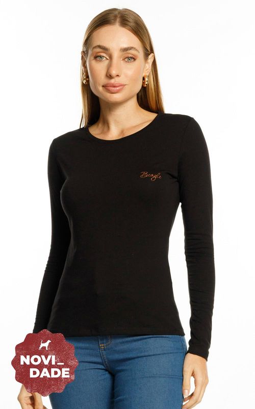 Camiseta Manga Longa Feminina - PRETO