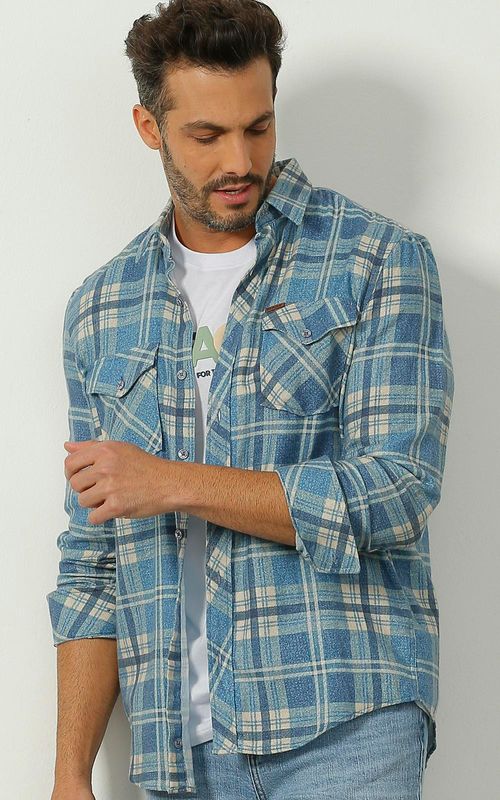 Camisa ML masculina xadrez - XADREZ STAR COM TRAIL