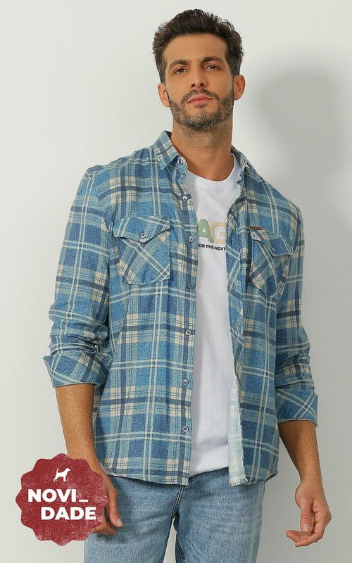 Camisa ML masculina xadrez - XADREZ STAR COM TRAIL