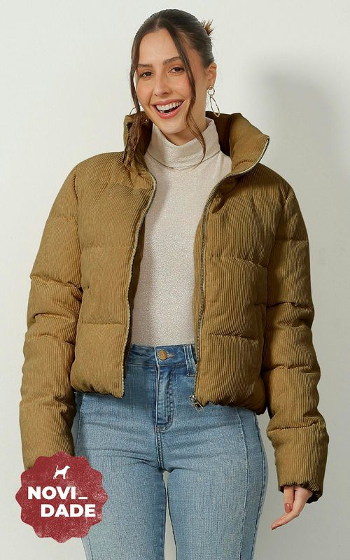 Jaqueta puffer fem. gola alta. - CAJUEIRO