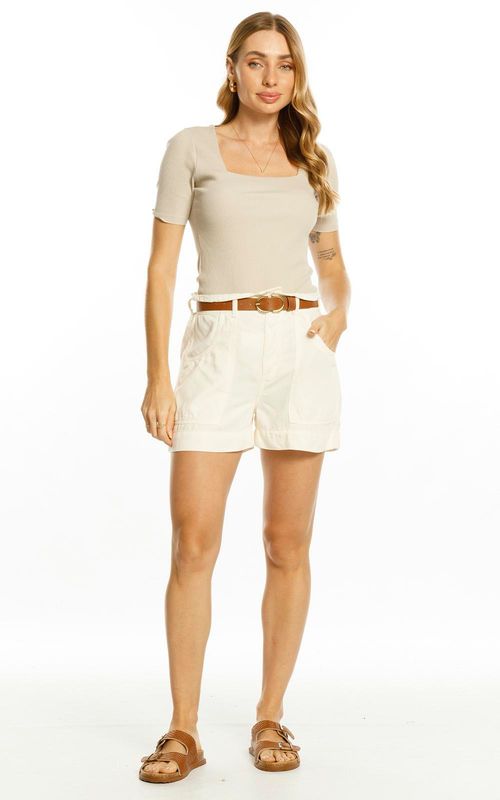 Shorts Feminino Papper Bag - OFF-WHITE