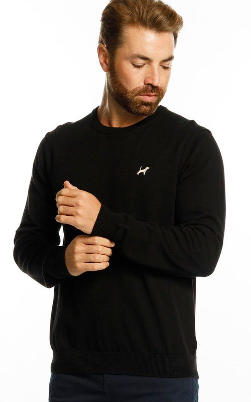 Tricot masc. básico gola careca. - PRETO