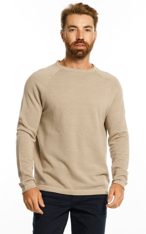 Tricot masc. mesclado manga raglan. - AREIA