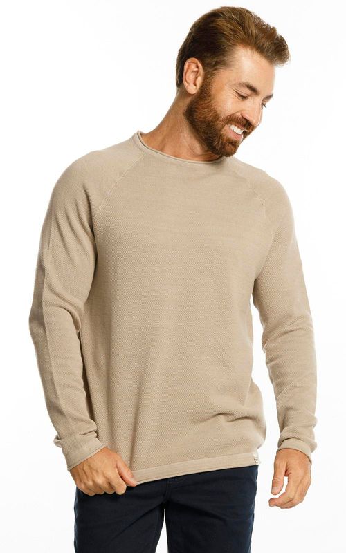 Tricot masc. mesclado manga raglan. - AREIA