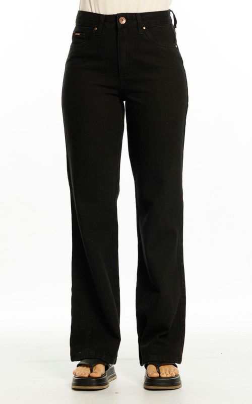 Calça Feminina Jeans Wide Leg - PRETO