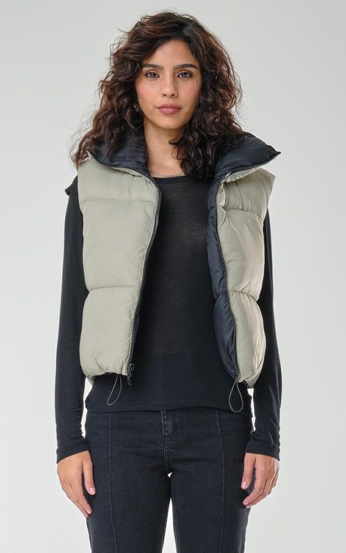 Colete Fem. puffer dupla face - PRETO