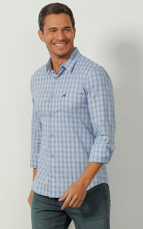 Camisa ML masculina xadrez - XADREZ GLACIAL COM MARINHO