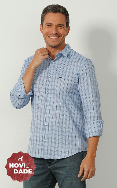Camisa ML masculina xadrez - XADREZ GLACIAL COM MARINHO