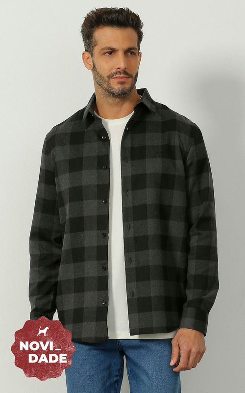 Camisa ML masculina xadrez - XADREZ PRETO