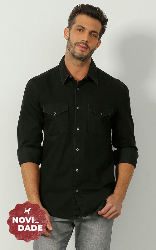 Camisa Manga Longa Slim - PRETO